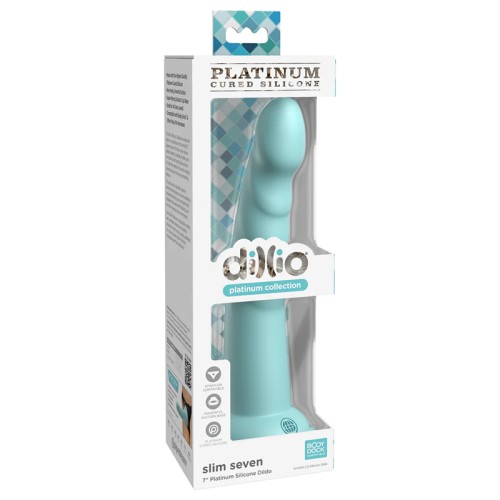 Dillio Platinum Slim Seven Silicone Dildo - Teal