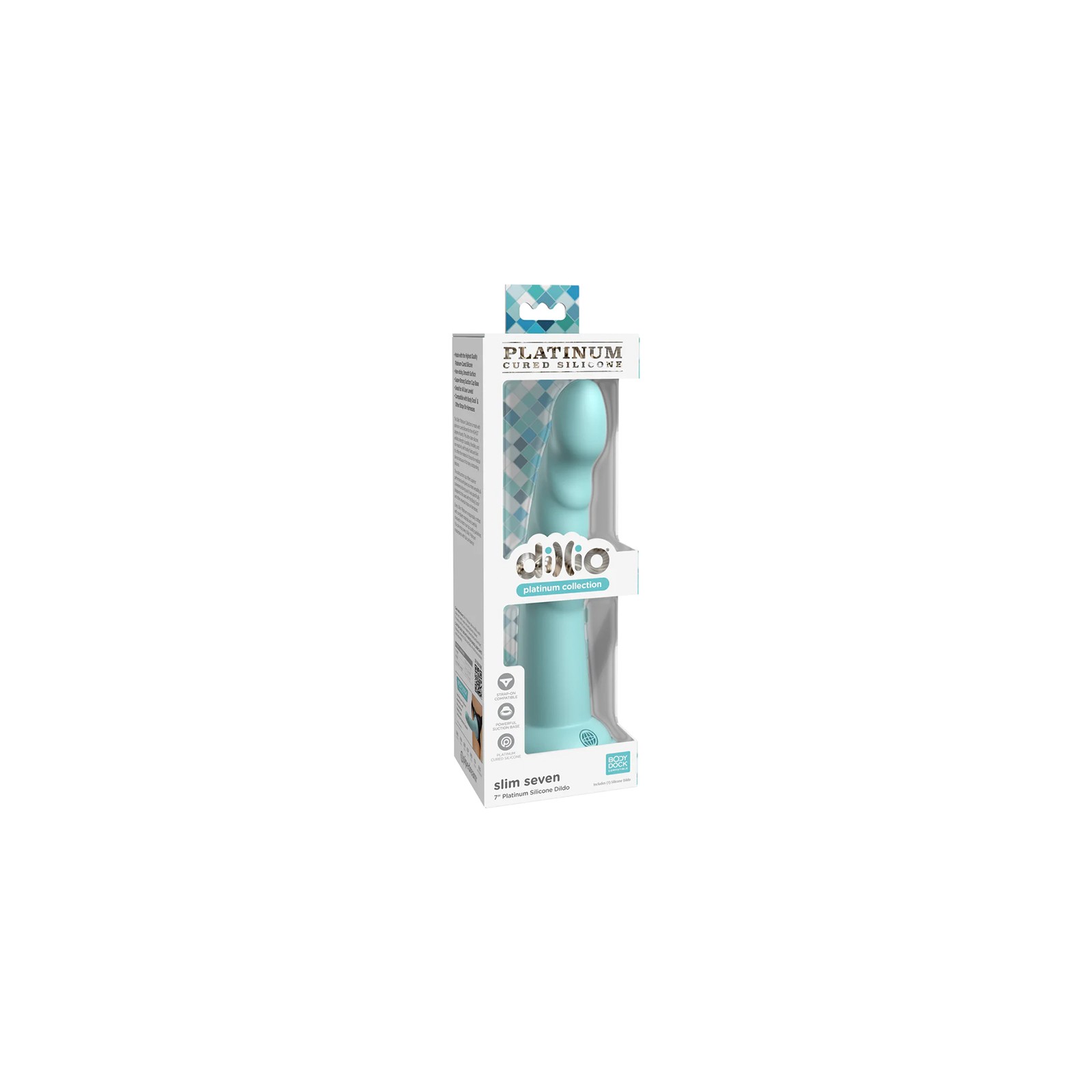 Dillio Platinum Slim Seven Silicone Dildo - Teal