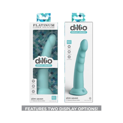 Dildo Slim Seven de Silicona Platinum - Verde Azulado