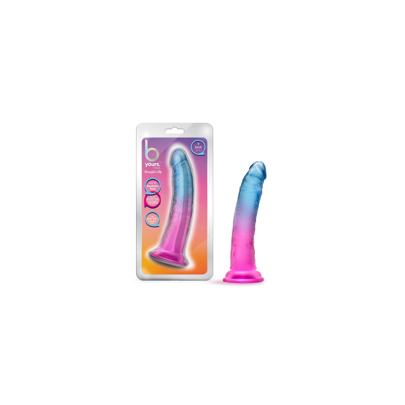 B Yours Beautiful Sky 7 in. Dildo - Realistic and Vibrant