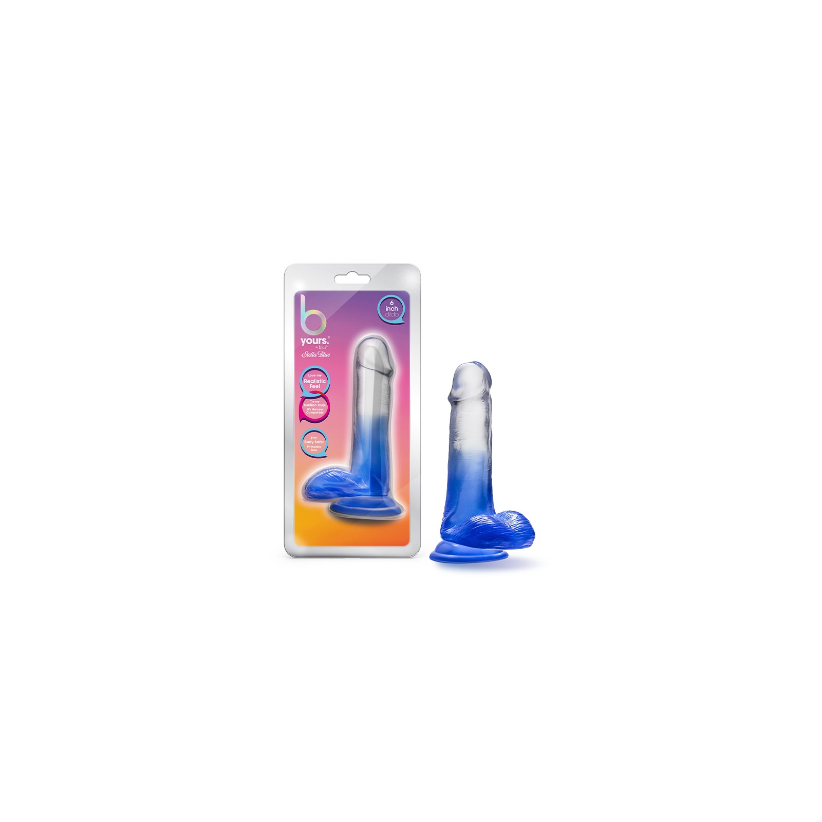 B Yours Stella Blue Dildo con Bolas - Placer Realista