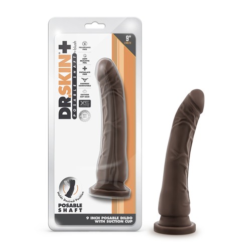 Dr. Skin Plus Realistic 9 in Posable Dildo Brown