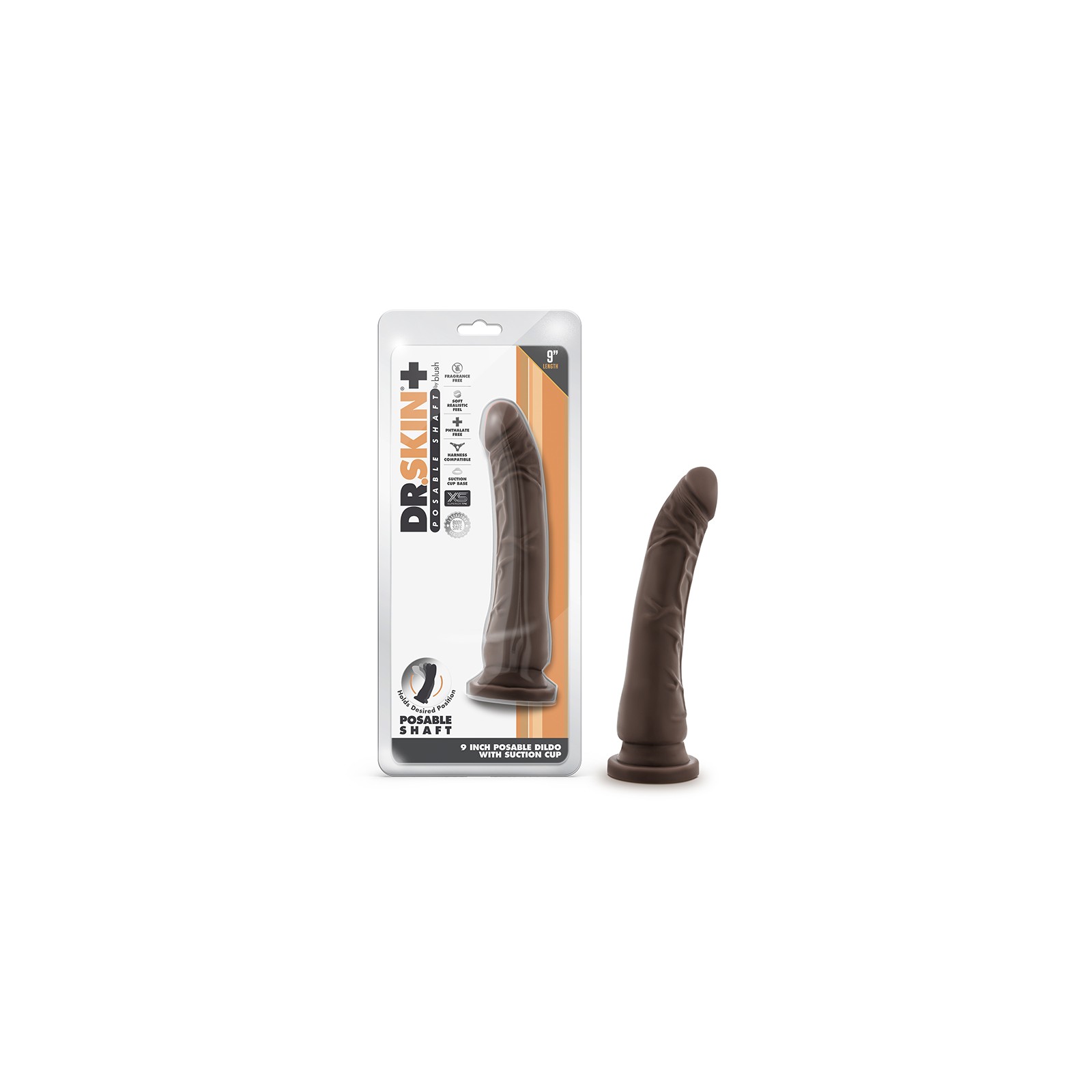 Dildo Realista Posicionable de 9 in Dr. Skin Plus Marrón