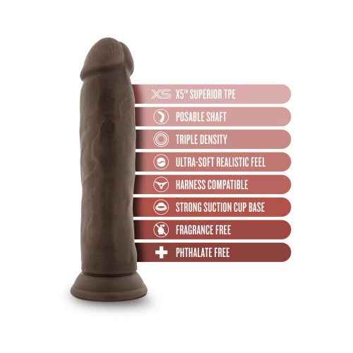 Dr. Skin Plus Dildo Posable Grueso de 9 pulgadas Marrón - Placer Realista