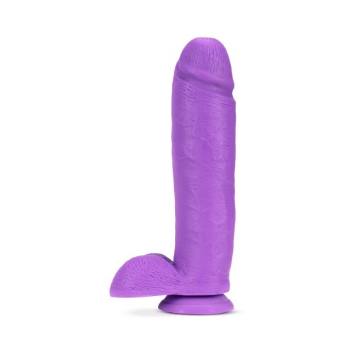 Dildo Neo de 11 Pulgadas de Densidad Dual con Bolas Morado Neón - Experiencia de Placer Realista