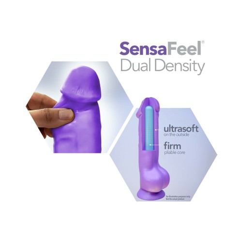 Neo 11 in. Dual Density Dildo with Balls Neon Purple - Realistic Pleasure Experience