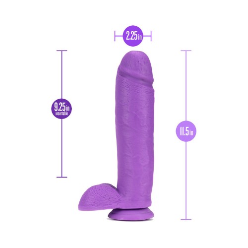 Dildo Neo de 11 Pulgadas de Densidad Dual con Bolas Morado Neón - Experiencia de Placer Realista