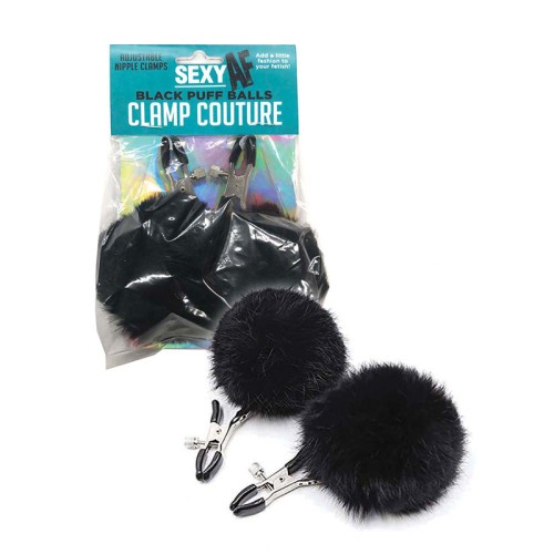 AF Sexy Pinzas para Pezones con Bolas de Puff Negras