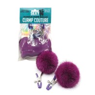 AF Sexy Nipple Clamps with Purple Puff Balls