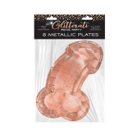 Platos de Fiesta Glitterati con Forma de Pene Rosa Dorado 8-Pack