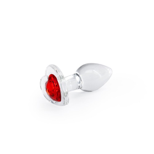 Crystal Heart Gem Glass Plug Small