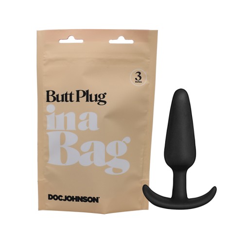 Doc Johnson Plug Anal en Bolsa 3 in. Silicona Negra