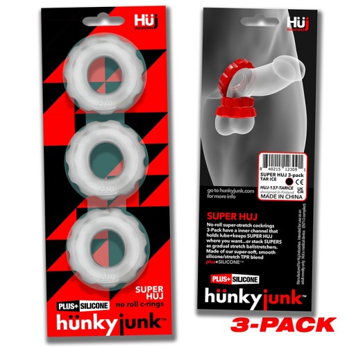 Hunkyjunk SUPERHUJ Cockrings - 3-Pack Clear Ice