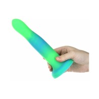 Addiction Rave Bendable 8 in. Silicone Dildo Glow in the Dark Blue Green