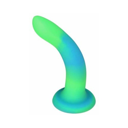 Addiction Rave Dildo de Silicona Flexible de 8 in. que Brilla en la Oscuridad Azul Verde