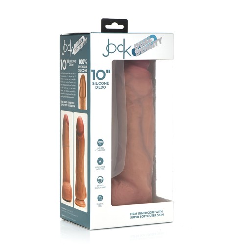 Curve Toys Jock Dildo de Silicona de Densidad Dual 10 in. con Bolas y Ventosa Ligera