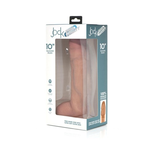 Curve Toys Jock Dildo de Silicona de Densidad Dual 10 in. con Bolas y Ventosa Ligera