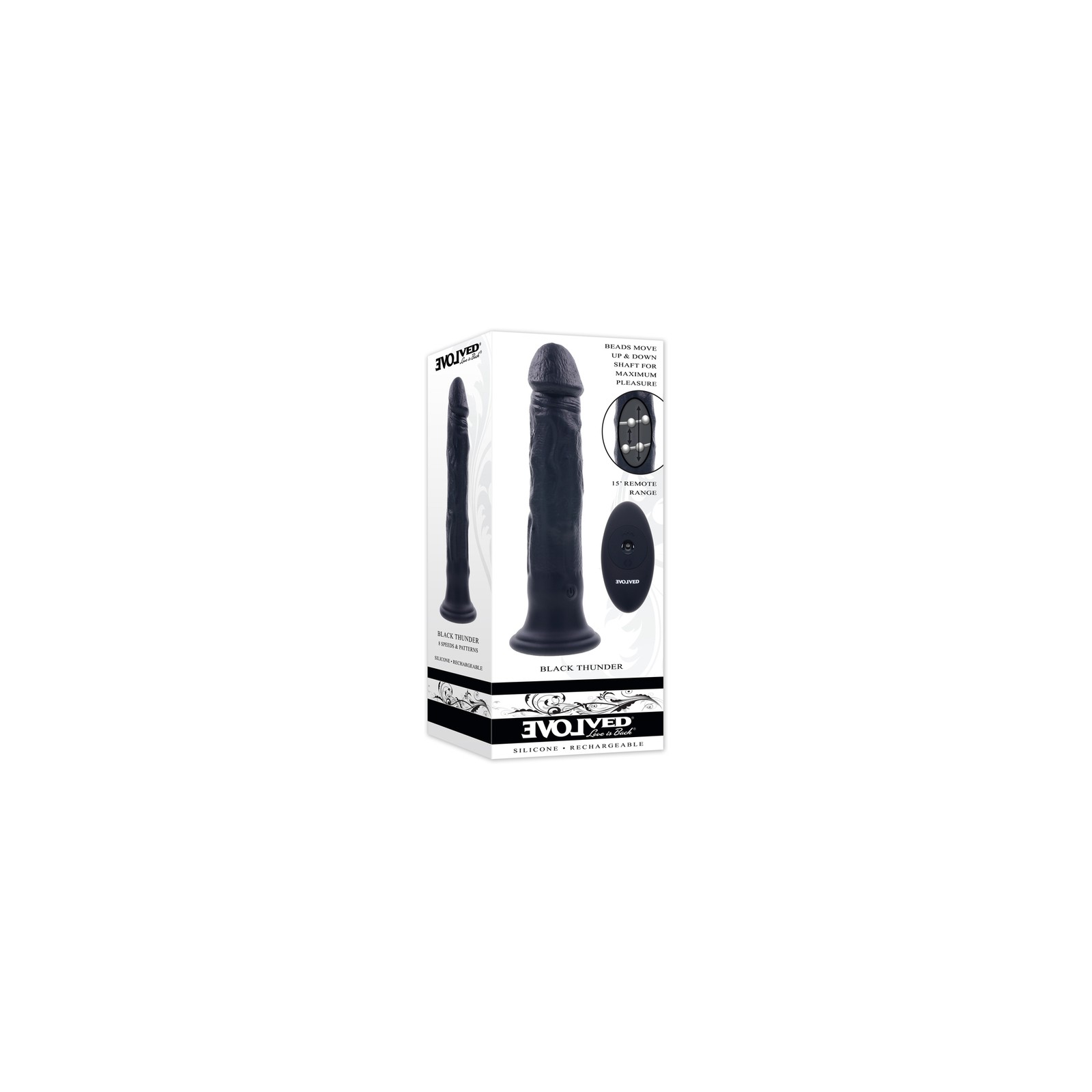 Evolved Black Thunder Vibrating Dildo with Remote Control