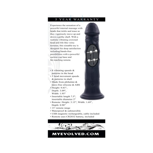 Evolved Black Thunder Vibrating Dildo with Remote Control