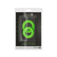 Ouch Glow in the Dark Cockring Set Neon Green