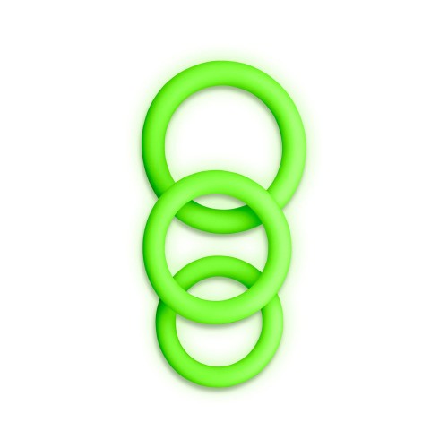 Ouch Glow in the Dark Cockring Set Neon Green