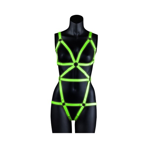 Ouch! Glow in the Dark Full-Body Harness - Neon Green L/XL