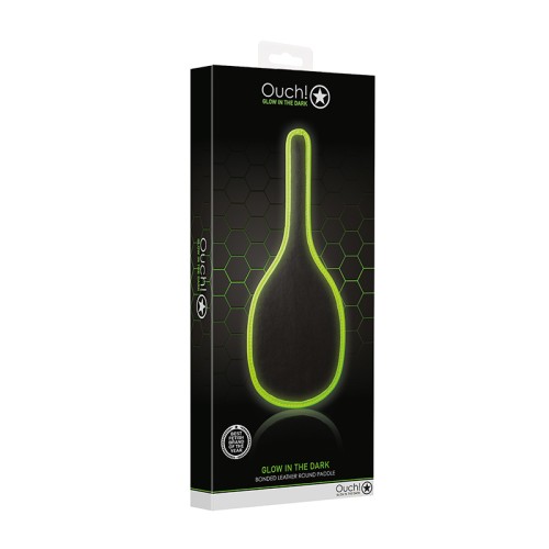 Ouch! Glow in the Dark Bonded Leather Paddle - Neon Green