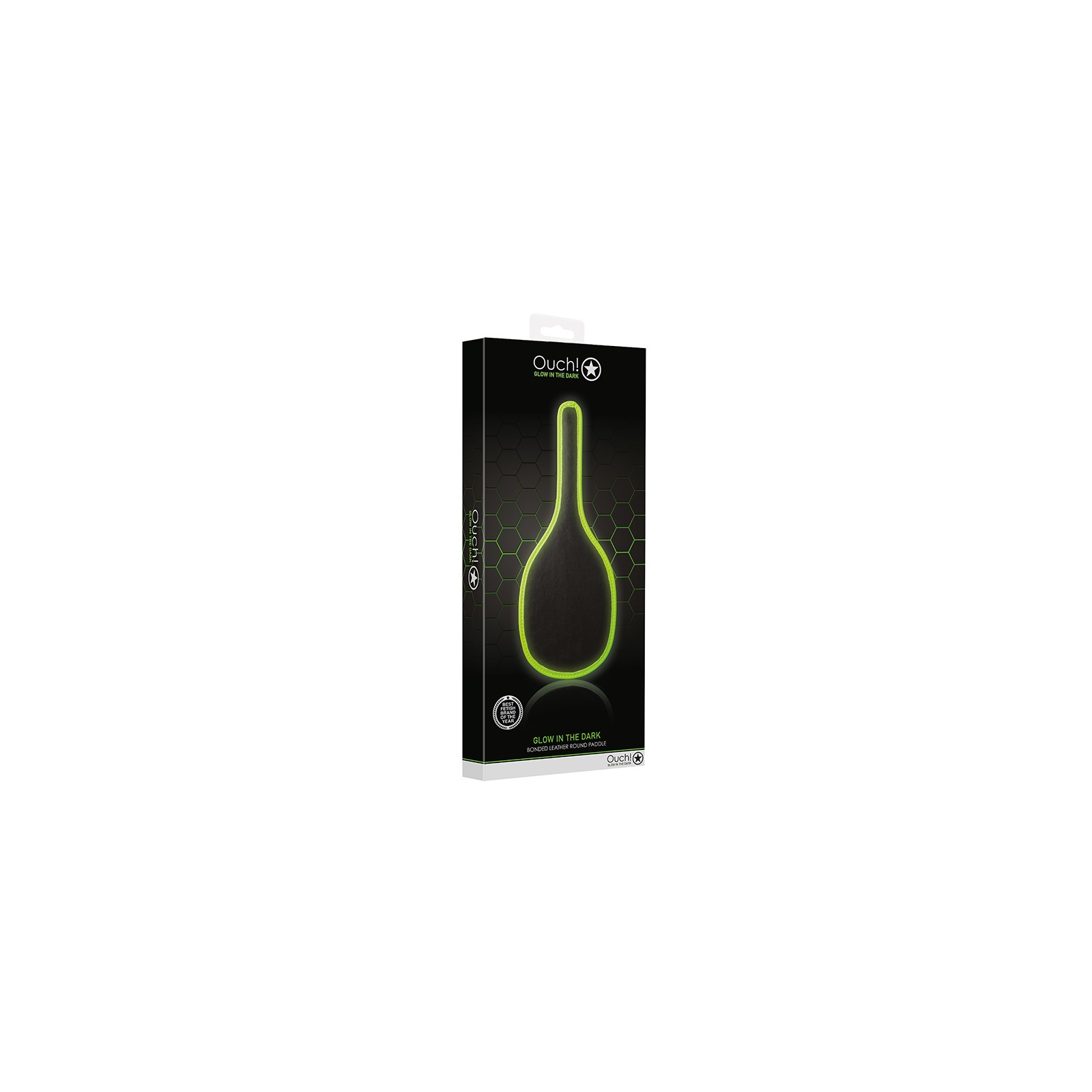 Ouch! Glow in the Dark Bonded Leather Paddle - Neon Green