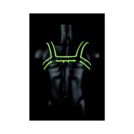 Ouch! Glow in the Dark Bonded Leather Chest Bulldog Harness