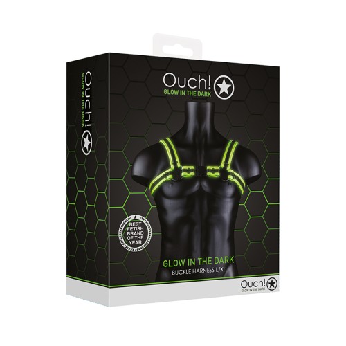 Ouch! Glow in the Dark Buckle Harness Neon Green L/XL