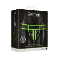 Ouch! Glow in the Dark Striped Jock Strap Neon Green