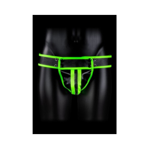 Ouch! Glow in the Dark Striped Jock Strap Neon Green