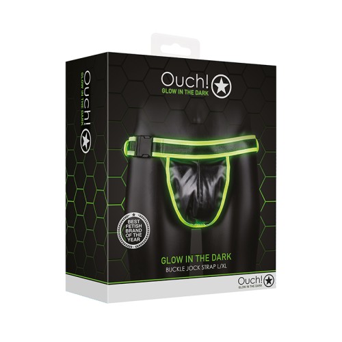 Jockstrap con Hebilla Brillando en la Oscuridad Ouch! Verde Neón L/XL