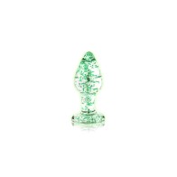 Ouch Glow in the Dark Large Glass Anal Plug Clear/Green