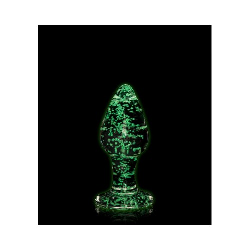 Ouch Glow in the Dark Large Glass Anal Plug Clear/Green