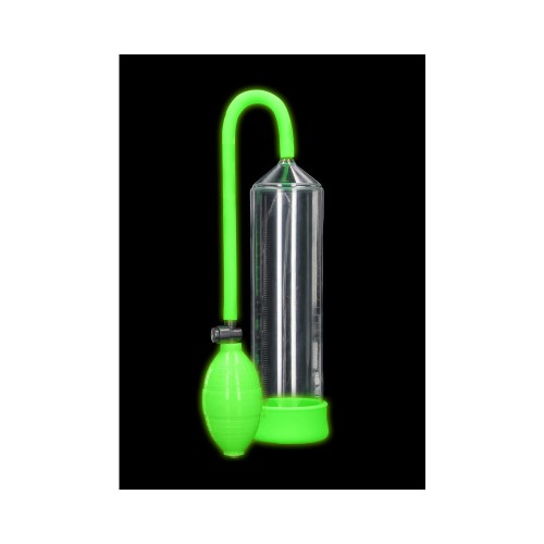 Ouch! Glow in the Dark Classic Penis Pump Neon Green - Intense Pleasure