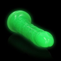 Dildo Slim que Brilla en la Oscuridad de RealRock de 11 in. Verde Neón