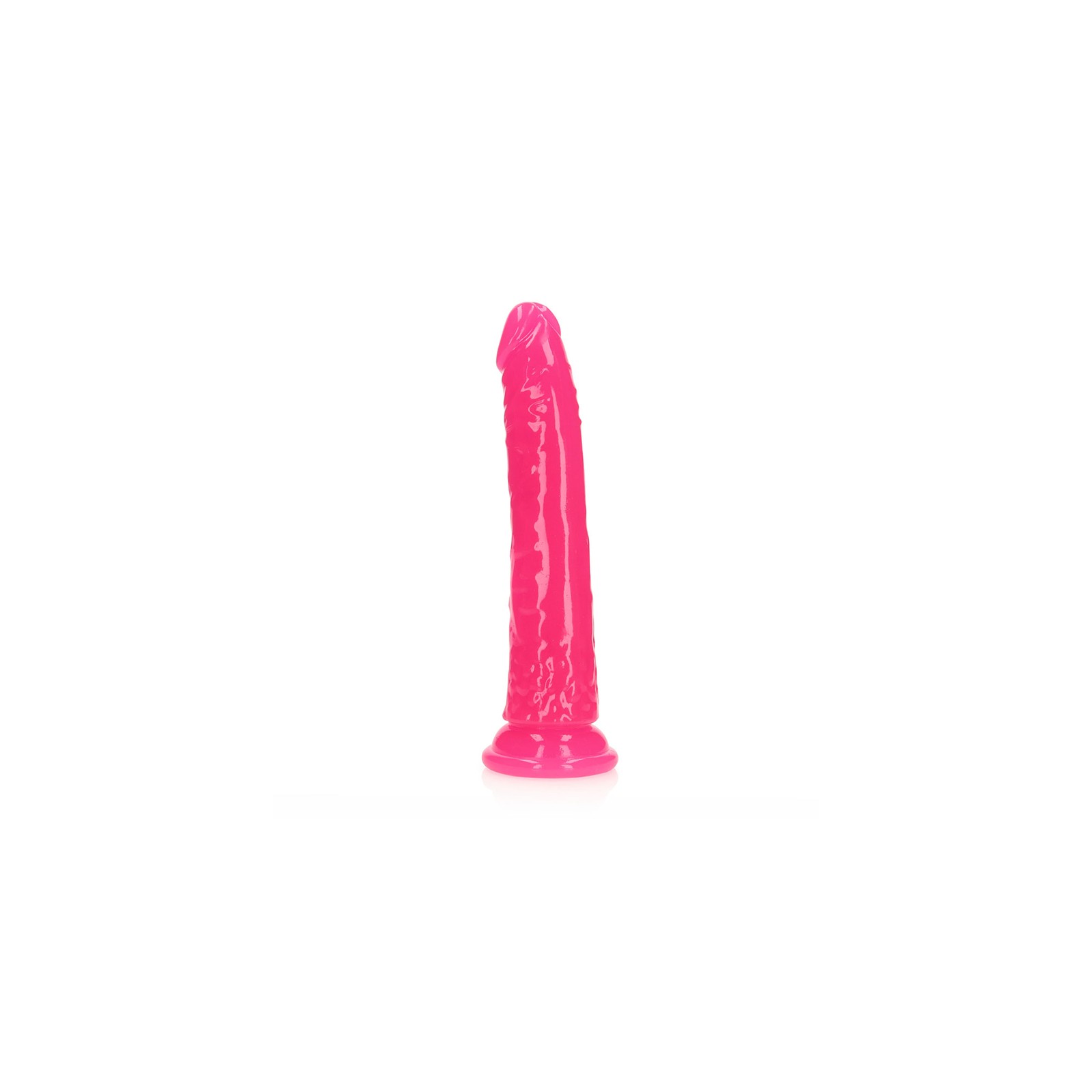 Dildo Slim 8 Pulgadas Neon Rosa que Brilla en la Oscuridad