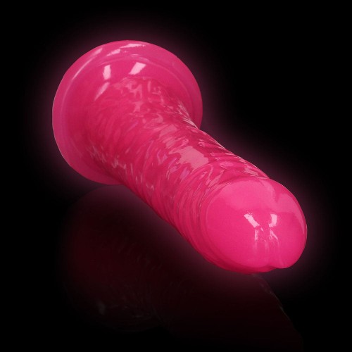 Dildo Slim 8 Pulgadas Neon Rosa que Brilla en la Oscuridad