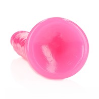 RealRock Dildo Slim que Brilla en la Oscuridad Rosa Neón