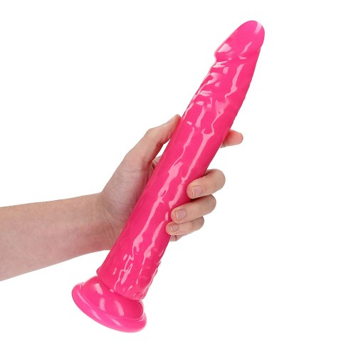 RealRock Dildo Slim que Brilla en la Oscuridad Rosa Neón