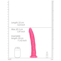 RealRock Dildo Slim que Brilla en la Oscuridad Rosa Neón