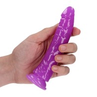 RealRock Glow in the Dark Slim Dildo - Neon Purple