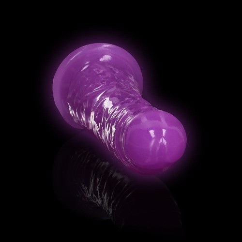 RealRock Glow in the Dark Slim Dildo - Neon Purple