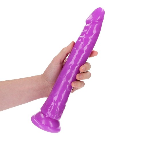 RealRock Glow in the Dark Slim Dildo Neon Purple