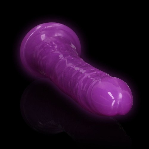 Dildo Slim Brilla en la Oscuridad de Púrpura Neon RealRock