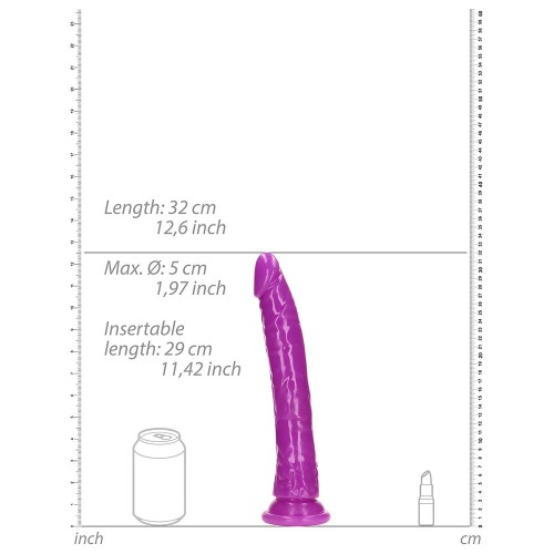 RealRock Glow in the Dark Slim Dildo Neon Purple