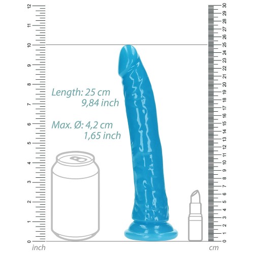 Glow in the Dark Slim Dildo - Neon Blue 9 Inches