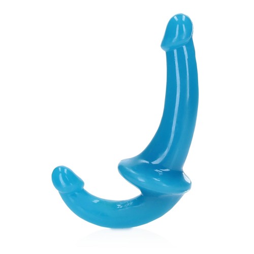 Dildo Strapless RealRock que Brilla en la Oscuridad - Azul Neón