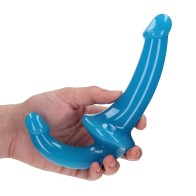 Dildo Strapless RealRock que Brilla en la Oscuridad - Azul Neón